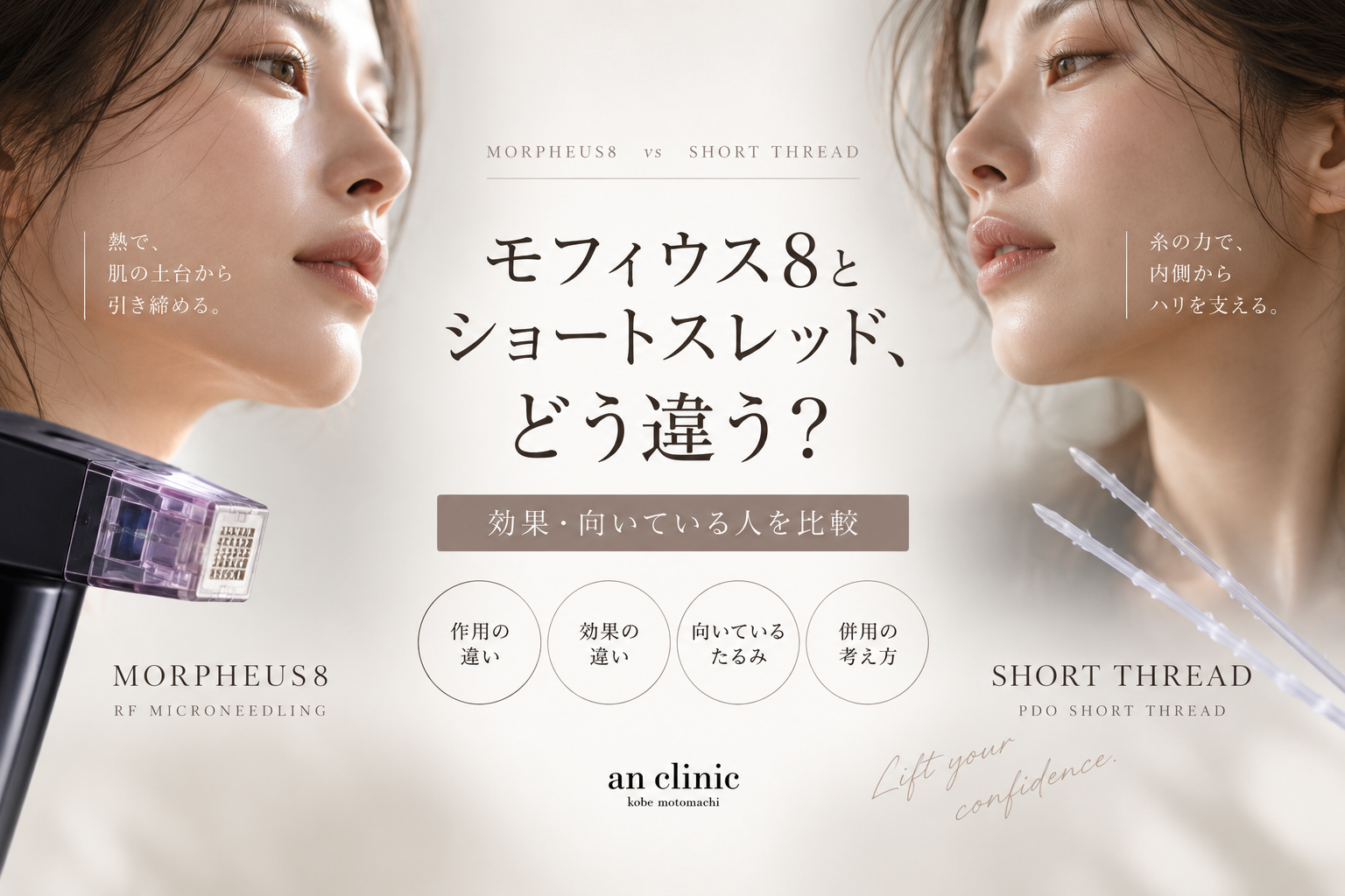 モフィウス8とショートスレッドどう違う？神戸元町an clinic